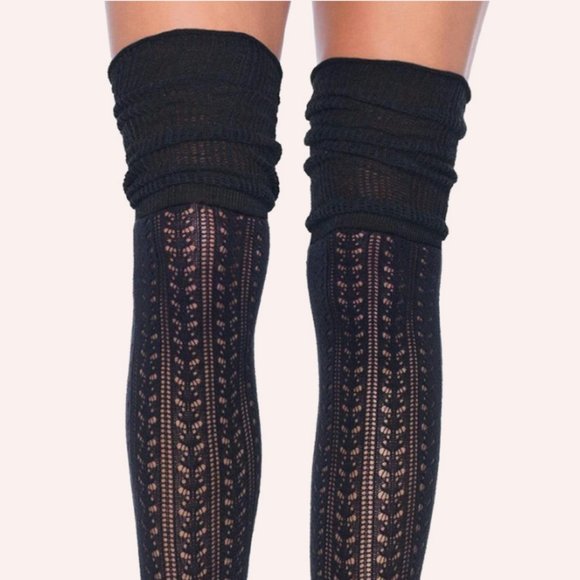 Pointelle Over-the-Knee Scrunch Socks - Picture 4 of 5